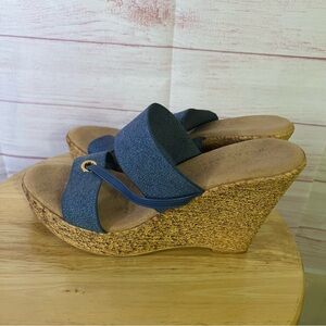 Italian Shoemaker Denim Flip Flop Style Wedge‎ Sandal Size 9